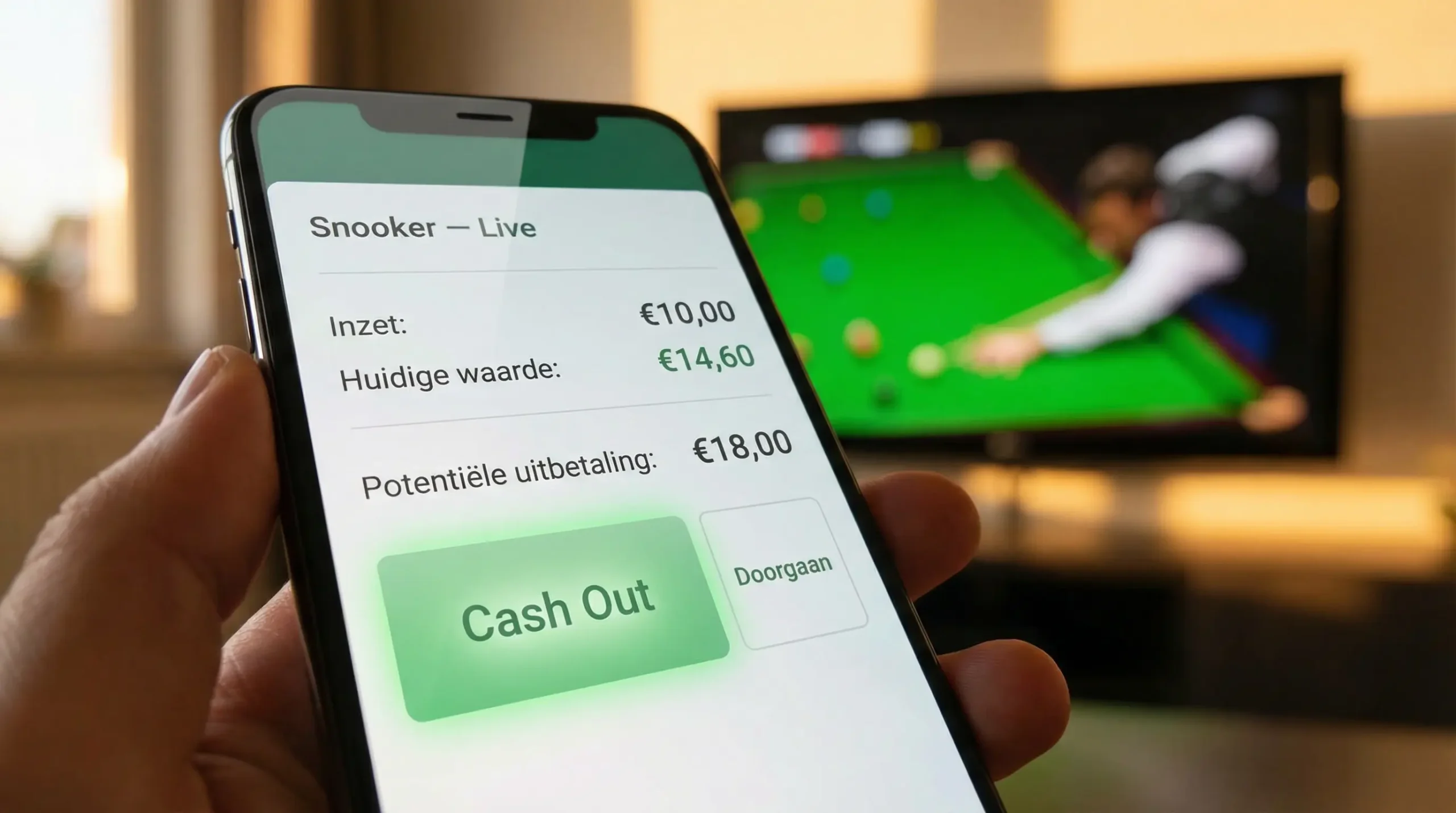 Cash out optie op een snooker weddenschap