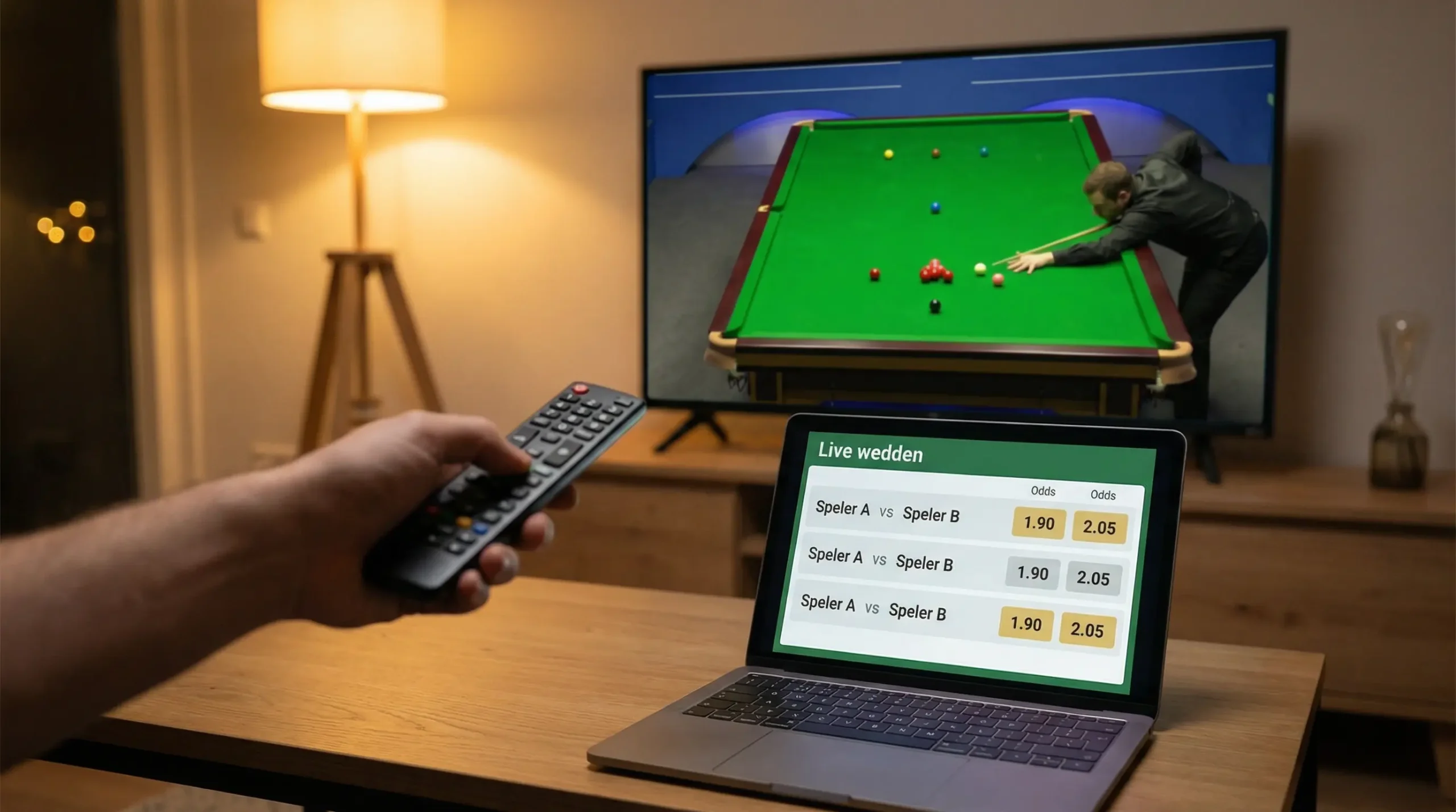 Snooker wedstrijd livestream op scherm