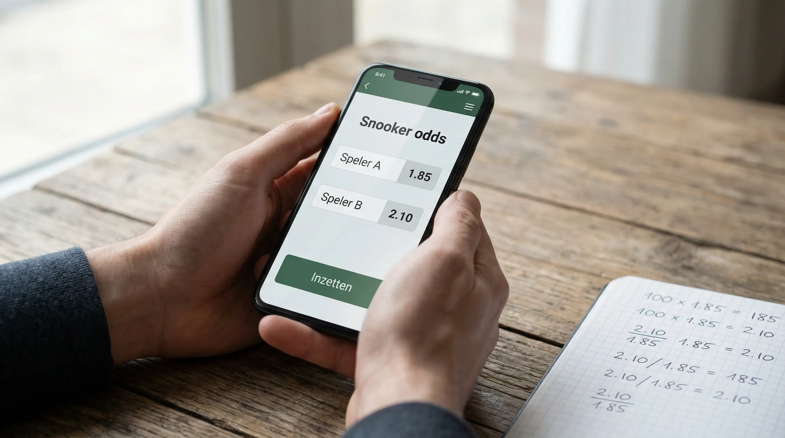 Snooker odds en quoteringen op een wedformulier
