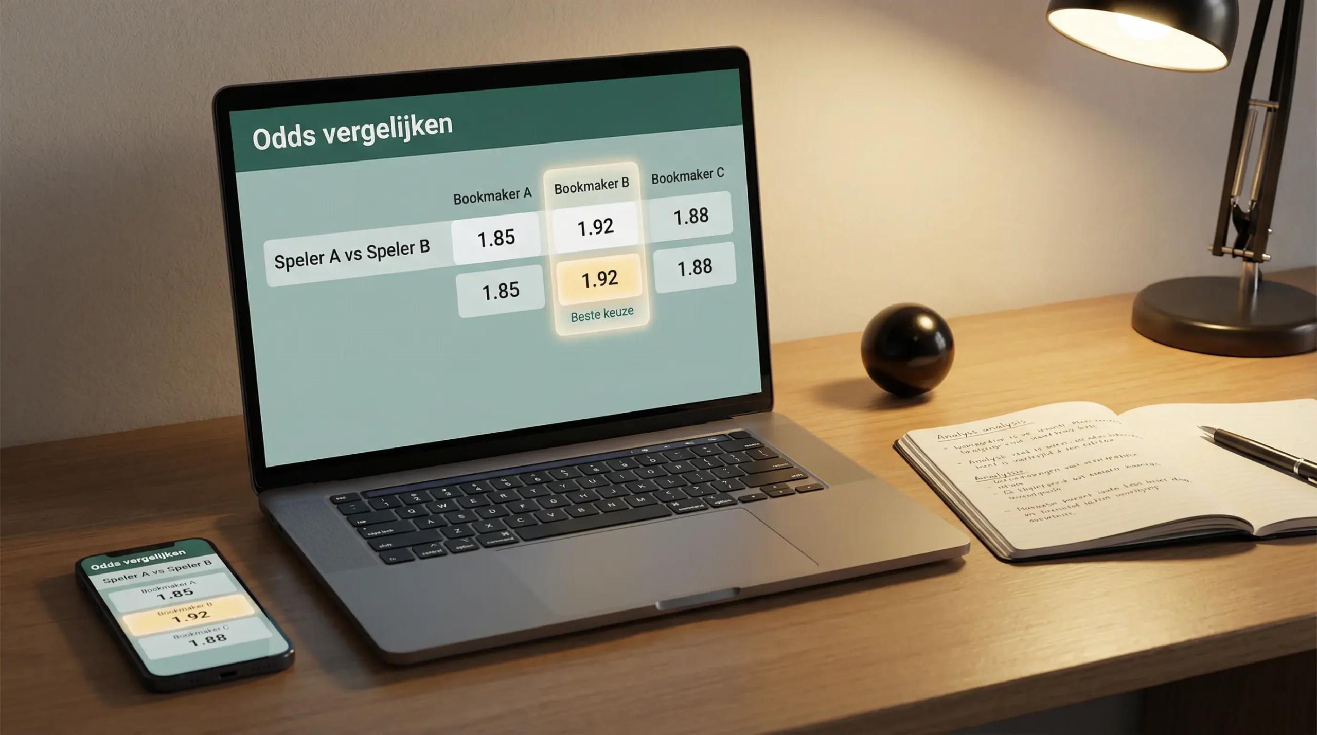Vergelijking van odds bij verschillende bookmakers