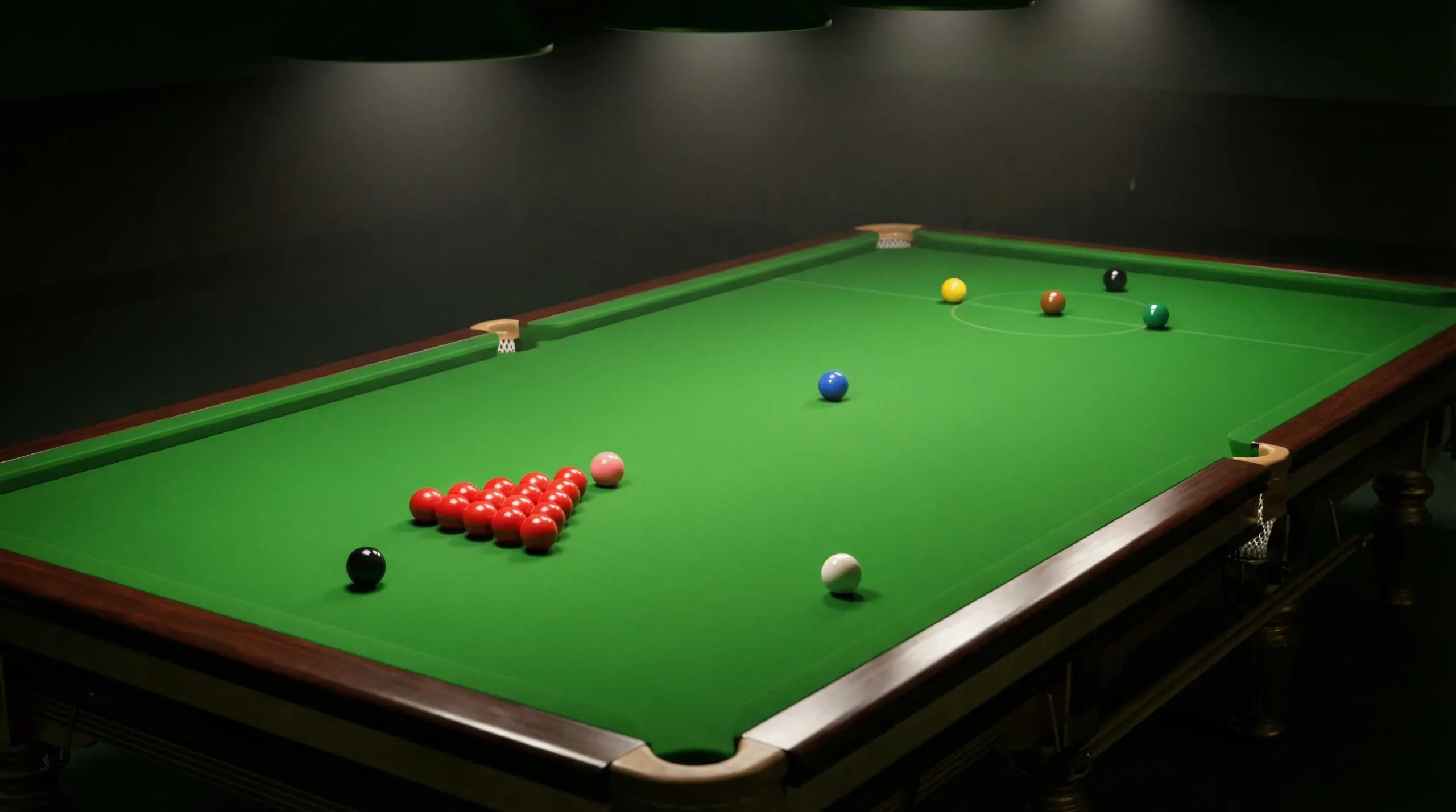 Snooker tafel met ballen in startpositie