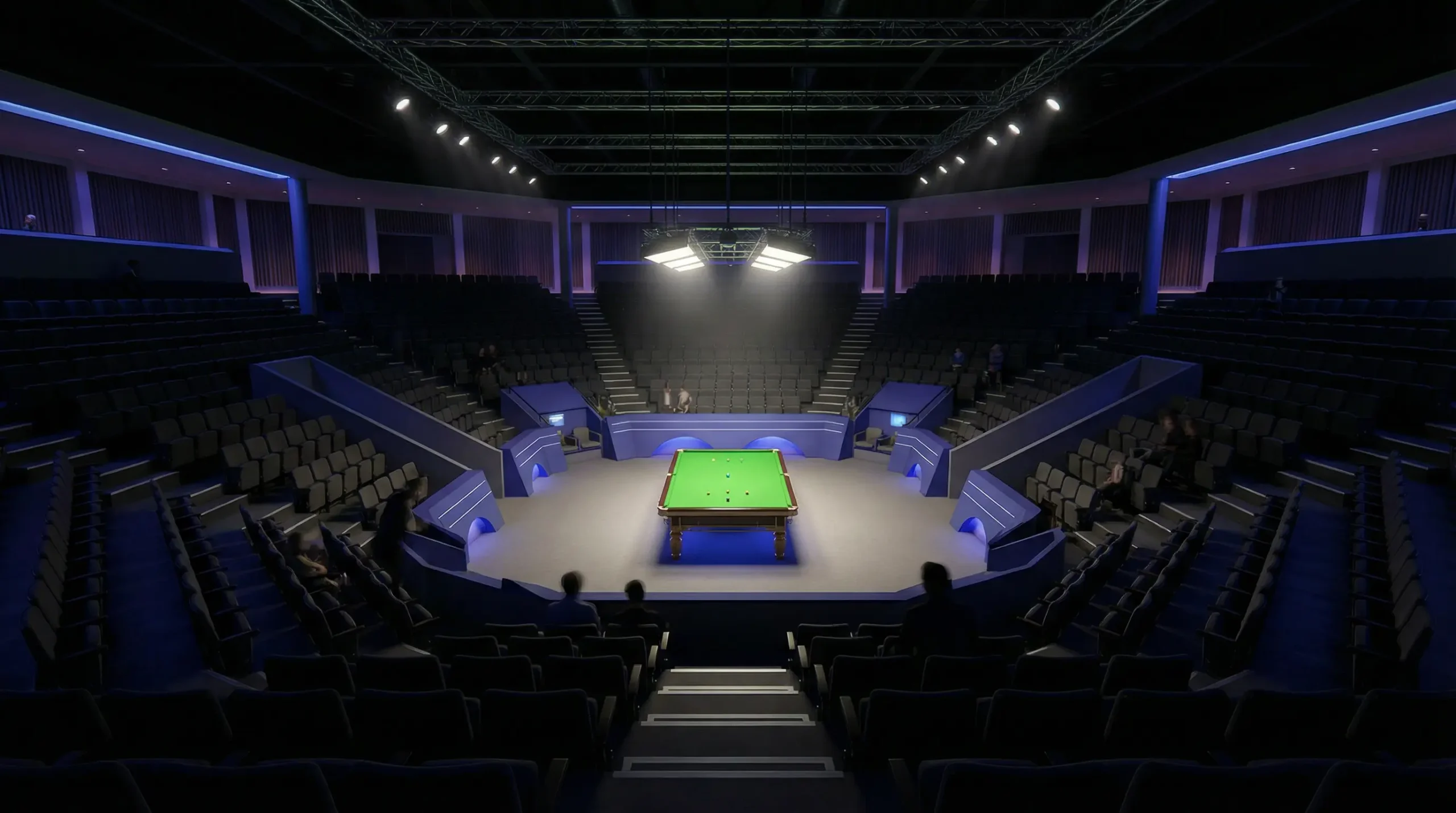Crucible Theatre Sheffield tijdens het WK Snooker
